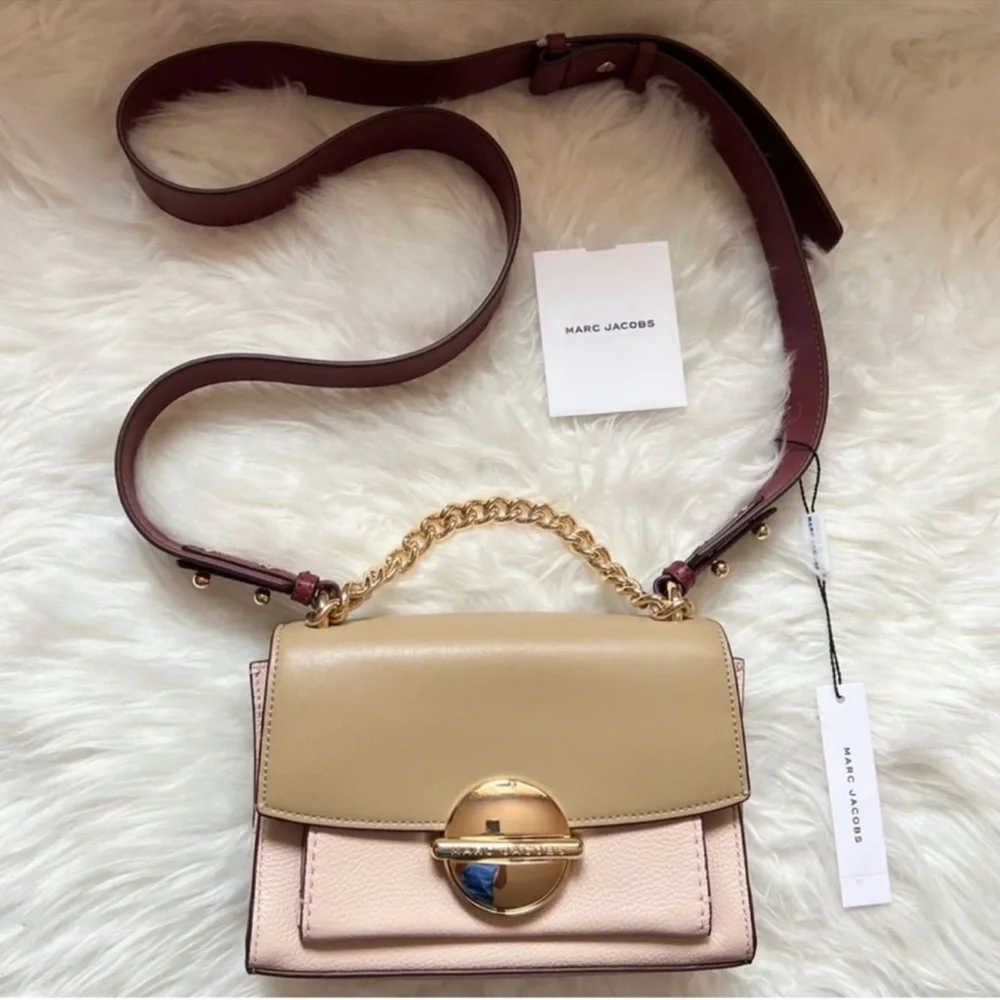 New! Marc Jacobs Tuck Lock Pebbled Leather Crossbody Shoulder Bag in Rose Dust - Picture 1 of 11